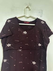 Floral Print Maternity/Feeding Gown