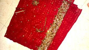 Red Embroidery Wrork Sareee