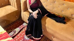 Selling Black Georgette Saree With Rani Pink Blous