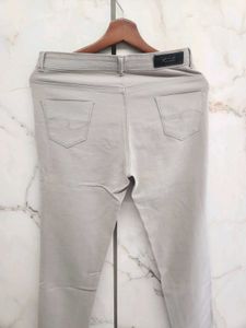 grey cotton mid waist trouser