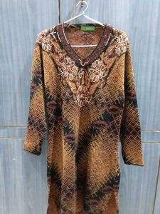 Embroidered  wool Brown Kurti set
