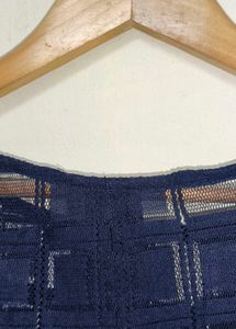 Trendy New Navy Blue Lace Top
