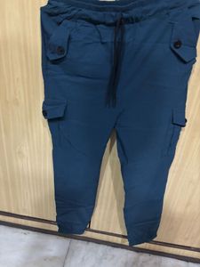 Teal Cargo Joggers