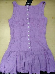 Boat Neck Mini Drop Waist Dress With Back Zip