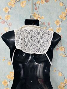 Lace Button-Up Pseudo Neck