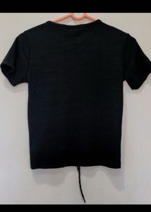 Black Lace-Up T-Shirt