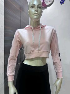 Pink Cropped Hoodie