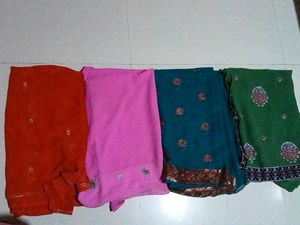 4 Combo Saree💚💗🧡💙