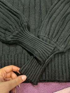 Black Ribbed Knit Turtleneck