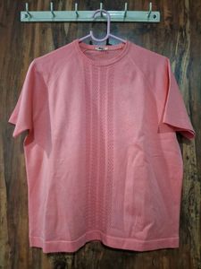 Peach Textured Knit Tee