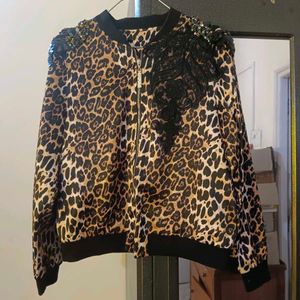 Leopard Print Embellished Jacket
