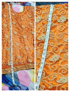 Orange Colour Mom And Baby Dress Combo