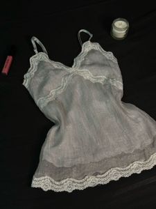 Fairycore Lace Silver Top
