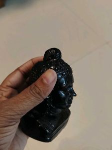 Serene Black Buddha Head Statue