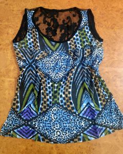 Funky Patterned Lace Tank Top