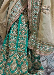 Elegant Green &amp; Gold Embroidered Saree