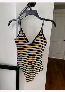 Topshop Sleeveless Bodysuit In Metallic Strap