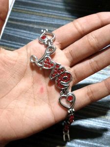 &#34;Crimson Love Heart Charm Bracelet&#34;