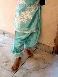 Girls&#39; Light Blue Afghani Shalwar Kameez
