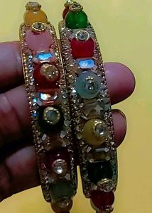 Colorful Crystal Bead Bangles (Set of 2)