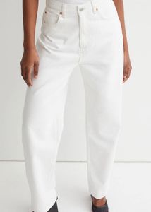 H&amp;M Women White 90s Baggy Ultra High Waist Jeans