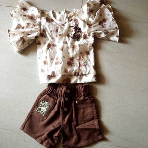 Girl's Floral Top and Shorts Set