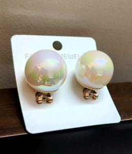 Oversized Rainbow Pearl Easy Back Closure Earrings
