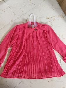 Pink Pleated Top
