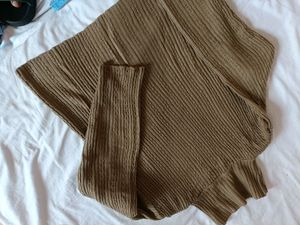 Women High Neck Brown Sweater