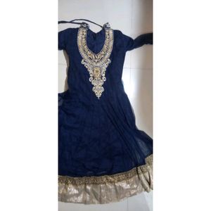 Long Net Umbrella, Suit /gown, With Neck WorkDesi