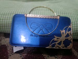 Blue Bow Accent Handbag