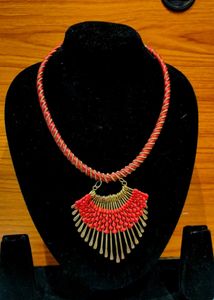 Red &amp; Gold Statement Necklace