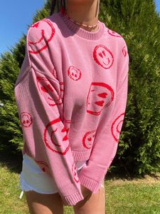 Pink Smiley Face Sweater