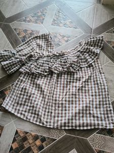 Cute Brown Gingham Top