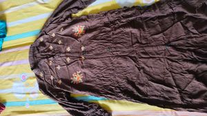 Formal Brown Stylish Kurta With Front Slit