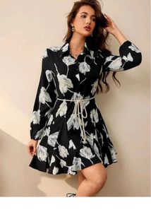 Chic Black &amp; White Floral Shirt Dress