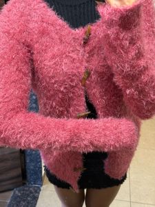 Pink Fuzzy Knit Cardigan