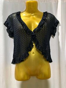 Black Ruffle Trim Cardigan