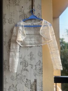 Lace Bolero Shrug With Orange Dress