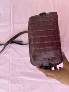 Zara Faux Croc Shoulder Bag