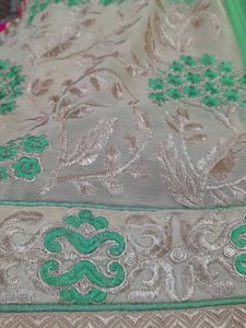 Elegant Green Embroidered Saree