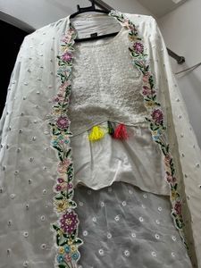 Indo Western Crop Top With Shrug And Garara
