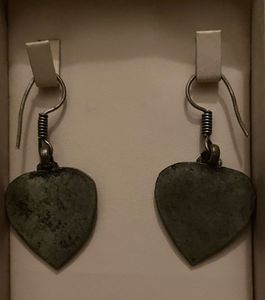 Heart Drop oxidized silver  Earrings