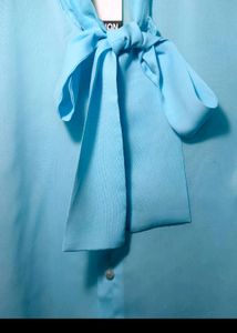 SKY BLUE GEORGETTE KNOT TOP