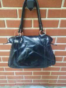 Mimco Black Patent Leather Shoulder Bag