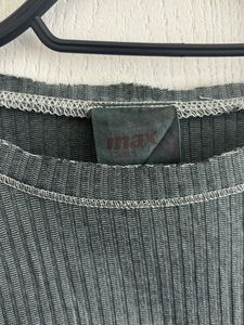 Grey Fitted Long Sleeve Top