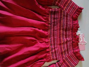 Red Off-Shoulder Bell Sleeve Top