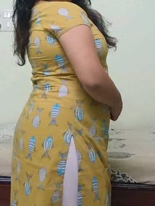 AJIO Mustard Printed Kurta