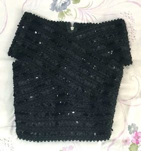 Sparkling Black Sequin Party Top