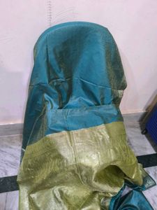 Elegant Teal & Gold Saree
